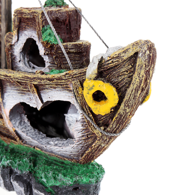 Aquarium Ornament Wreck Sailing Boat Sunk Ship Destroyer Fish Tank Cave Decorations
