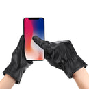 Thermal Leather Gloves Men Winter Warm Touch Screen Driving Gloves Black