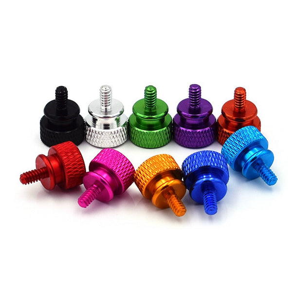 Suleve 10PCS 6#-32 Aluminum Alloy Computer Case Side Panel Hard Disk Hand Screw Knurling Thumb Screws Color Nails