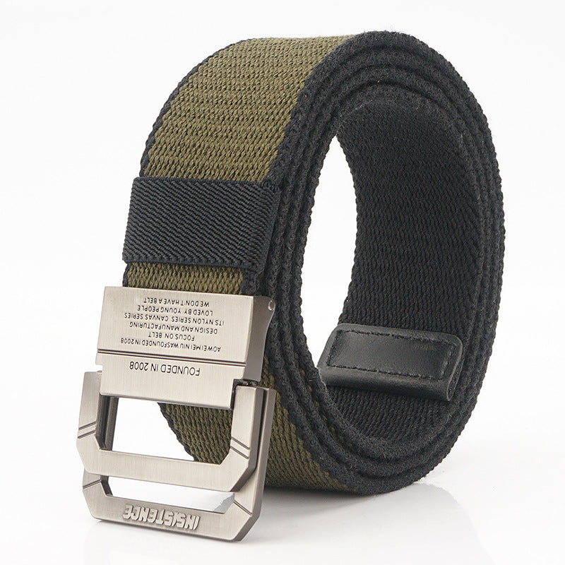 AWMN 2SD 125CM Nylon Tactical Belt Outdoor Leisure Double Zinc Alloy Waist Belts