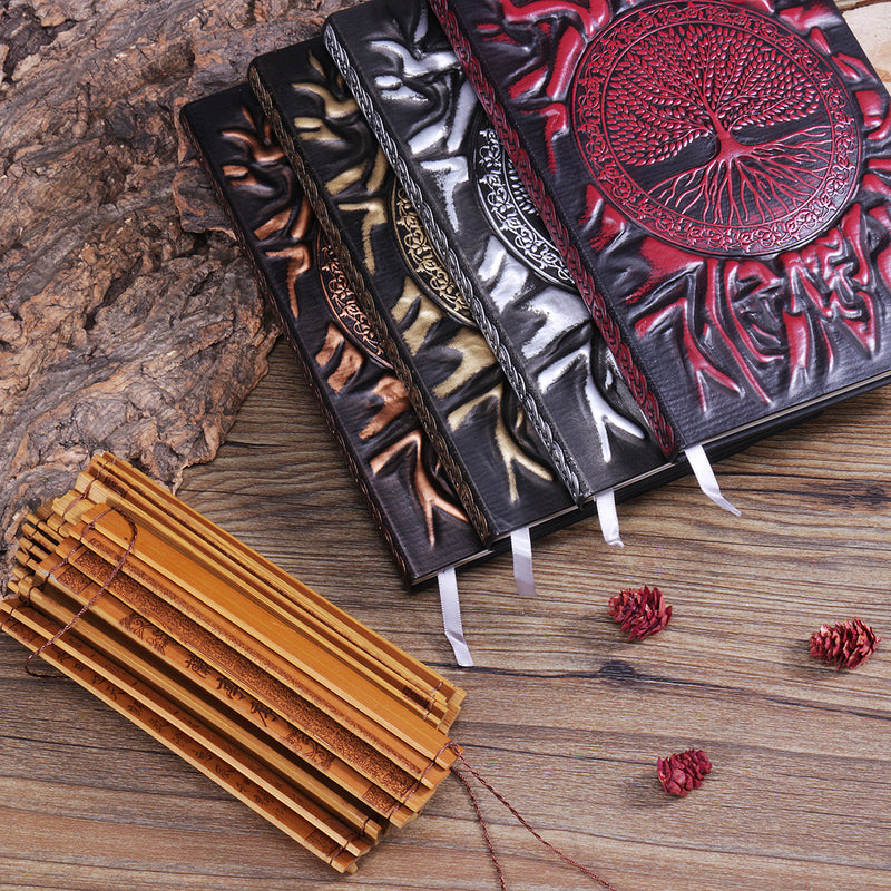 Embossed notebook retro PU notepad manual diary business notebook