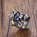 Fashion Blue Eye Skull Stainless Steel Rhinestone Men Ring Ghost Men's Jewelry Gift
