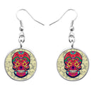Fashion Skull Ear Drop Earrings Sliver Round Earrings Hiphop Style Earring For Women