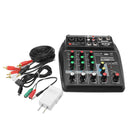 TU04 Mini 4 Channel Audio Mixer with Sound Card Mixing Console Support bluetooth USB Bass for Home Music Webcast K Song