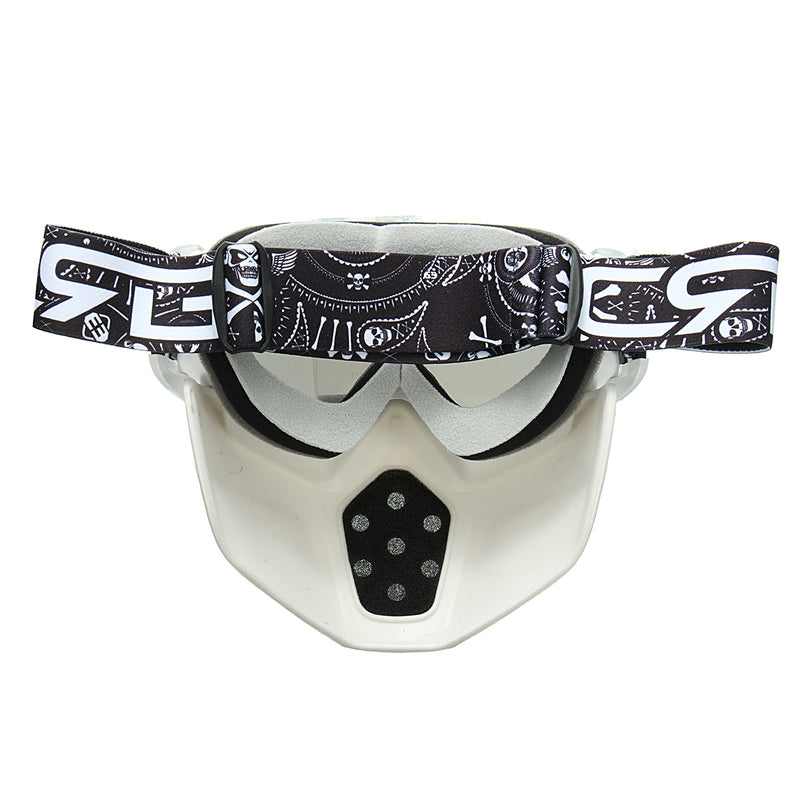 Detachable Goggles Face Mask Helmet Modular Shield Motorcycle Riding Blue Lens
