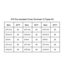 375 Pcs 15 in 1 Non-Insulated Ring Fork U-type Terminals Tin-Plated Copper