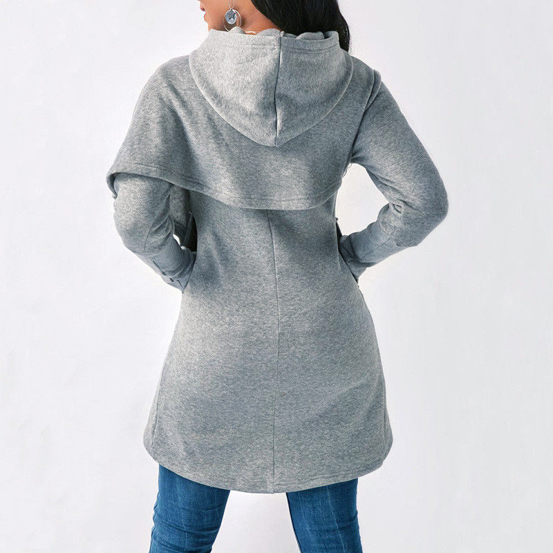 Women Autumn Long Sleeve Asymmetric Hoodie Sweatshirt Ladies Casual Comfort D5W7