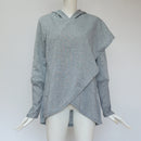 Women Autumn Long Sleeve Asymmetric Hoodie Sweatshirt Ladies Casual Comfort D5W7