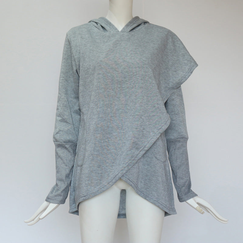 Women Autumn Long Sleeve Asymmetric Hoodie Sweatshirt Ladies Casual Comfort D5W7