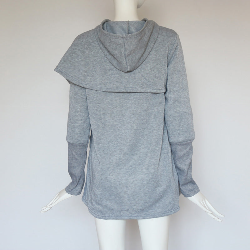 Women Autumn Long Sleeve Asymmetric Hoodie Sweatshirt Ladies Casual Comfort D5W7