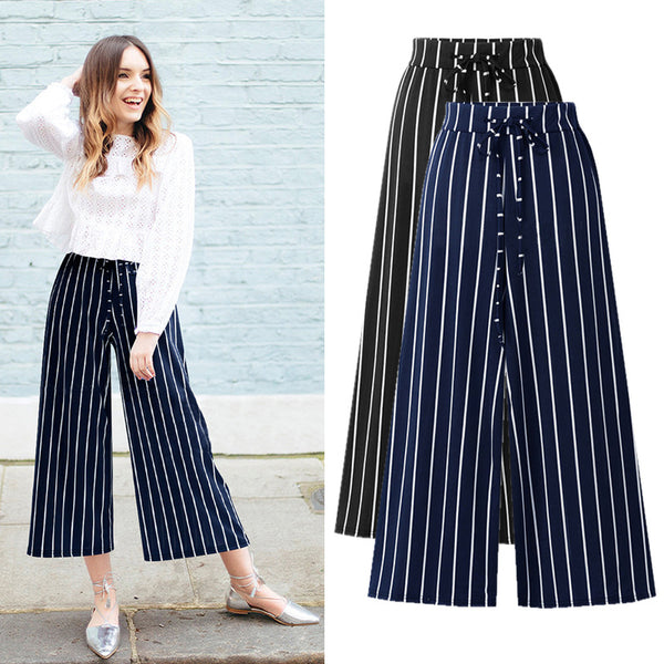 Autumn Ladies Print New Elegant Streetwear Fashion Wide Leg Lace Loose Plus F8V4