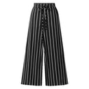 Autumn Ladies Print New Elegant Streetwear Fashion Wide Leg Lace Loose Plus F8V4