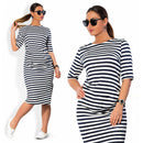 Women's Clothing O Neck Zebra Black Striped Dress Straight Casual Dress Eur S6I6