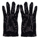 Woman Full Finger Sequins Show Jazz Dance Gloves Mittens (Black) Q9H1