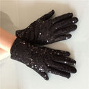 Woman Full Finger Sequins Show Jazz Dance Gloves Mittens (Black) Q9H1