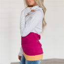 Women Fashion Splice Colorblock Drawstring High Neck Long Sleeve Sweatshirt U3O9