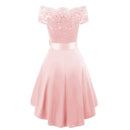 Autumn new women's classic one-shoulder lace cocktail dress ball bridesmaid C5A1