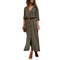 Women Lapel Long Sleeve Button Shirt Maxi Dress Casual Loose Solid Color Sl M7I5
