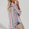 Women Fashion Lapel Long Sleeve Color Striped Print Button Down Shirt Ladie U6Y4