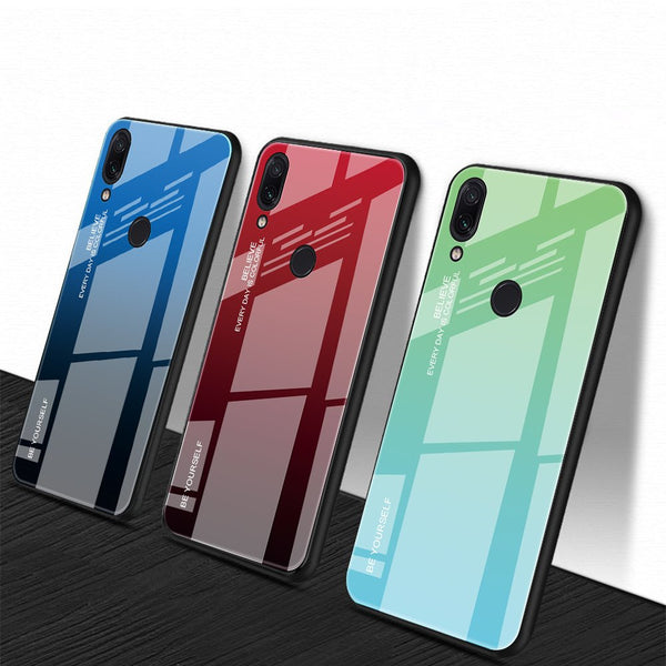 Bakeey Gradient Color Tempered Glass + Soft TPU Back Cover Protective Case for Xiaomi Redmi Note 7 / Note 7 Pro