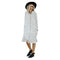 Women Lapel Neck Button Striped Roll-up Sleeve Midi Dress Casual Loose Long W6B5