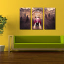 Miico Hand Painted Three Combination Decorative Paintings Jungle Adventure Wall Art For Home Decoration