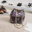 Bags Female Bling Sequins Bucket Bag Fashion Clip Shoulder Bag Backpack (Mu H2B4