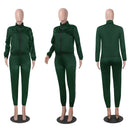 Women Tracksuit Elegant 2 Piece Set Top And Pants Satin Side Stripe Patchwo Q3W1