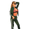 Women Tracksuit Elegant 2 Piece Set Top And Pants Satin Side Stripe Patchwo Q3W1
