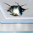 Miico Creative 3D Space Universe Planets Broken Wall Removable Home Room Wall Decor Sticker