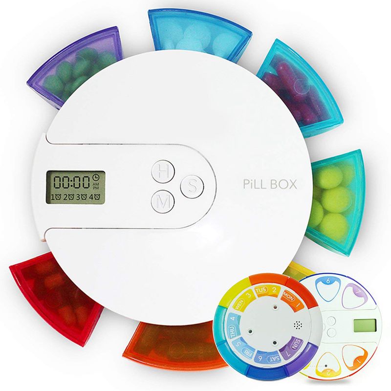 7 Day Pill Box Alarm-DIY Digital Small Pocket Pill Organizer Timer,Travel P N3X2