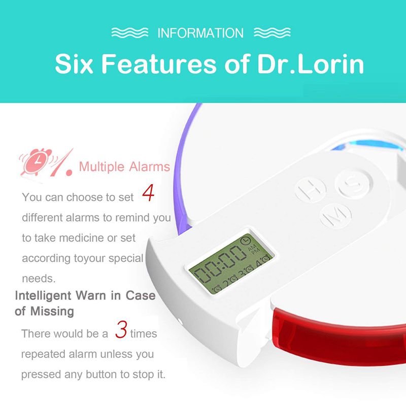 7 Day Pill Box Alarm-DIY Digital Small Pocket Pill Organizer Timer,Travel P N3X2