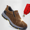 TENGOO Men's Casual Safety Shoes Steel Toe Breathable Work Boots Hiking Climbing Shoes