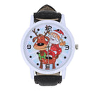 Christmas Elderly Pattern Leather Band Analog Quartz Vogue Watches Christma P6V2