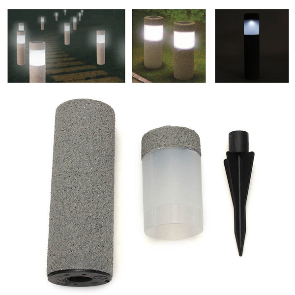 Waterproof Solar Light Power Stone Pillar LED Light Lamp Garden Lawn Courtyard Decor