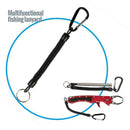 Black Fishing Lanyard Accessories Plastic Retractable Coiled Tether with Ca