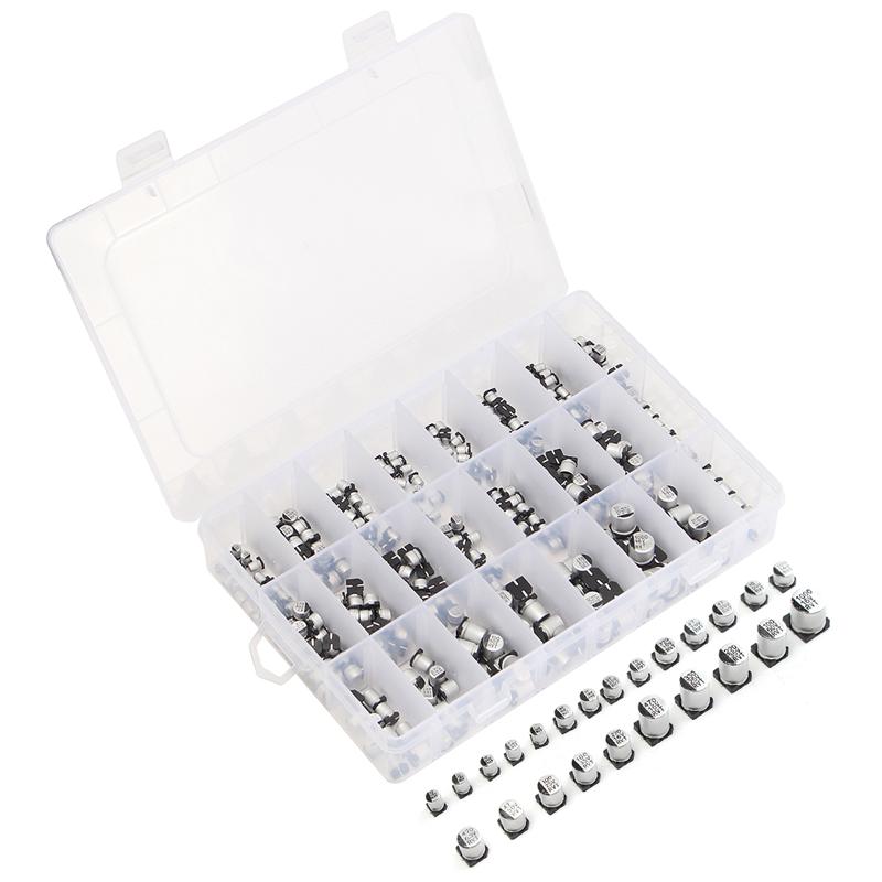 24 Value 400 pcs SMD Electrolytic Capacitor Assortment Box Kit Range 1uF-100I2Y7