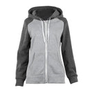 Women Autumn Zip Up Patchwork Hooded Coat Jacket Sweatshirt Ladies Casual C F6T2