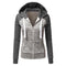 Women Autumn Zip Up Patchwork Hooded Coat Jacket Sweatshirt Ladies Casual C F6T2