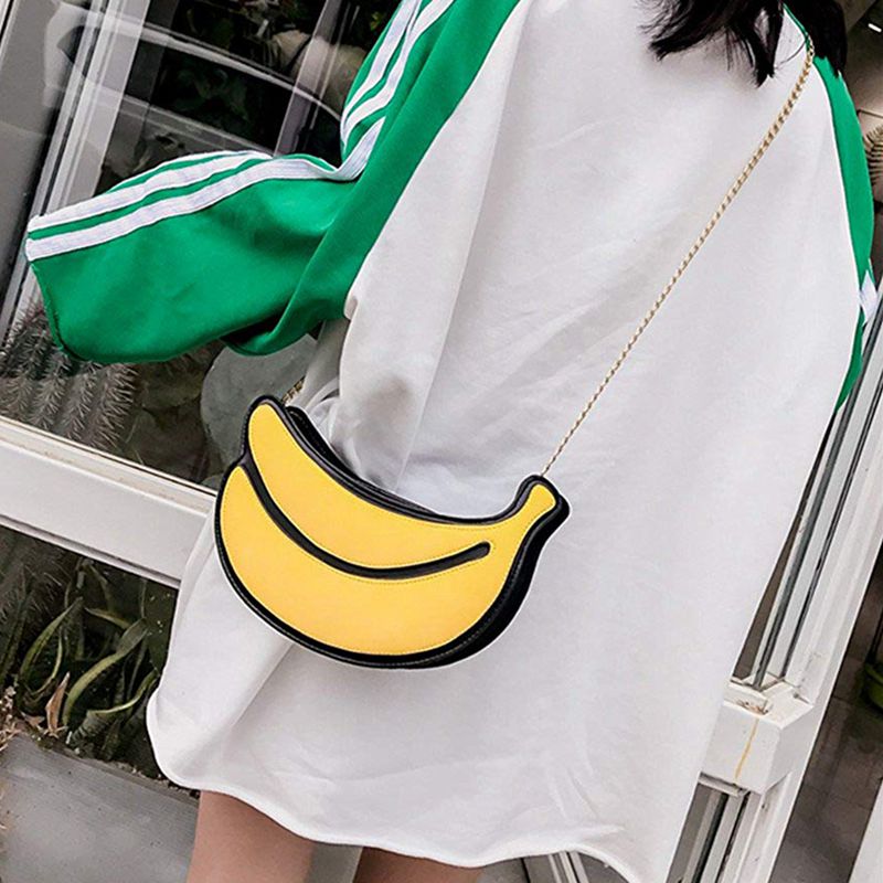 Latest Novelty Cute Shape Shoulder Mini Bag for Women,Q14-banana J1K1