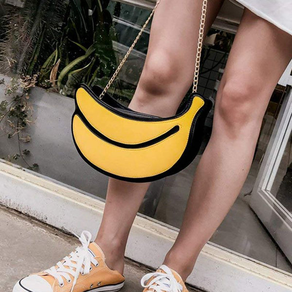 Latest Novelty Cute Shape Shoulder Mini Bag for Women,Q14-banana J1K1