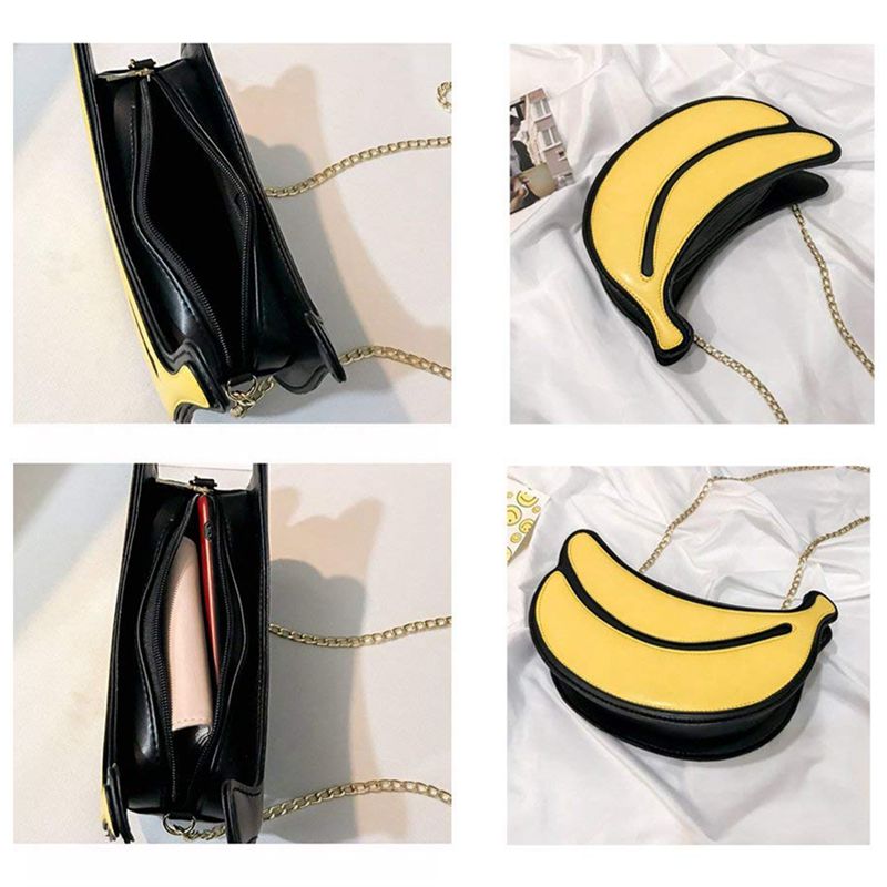 Latest Novelty Cute Shape Shoulder Mini Bag for Women,Q14-banana J1K1