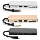 new type-c to USB3.0HUB hub SD/TF camera reader with PD charging four-in-on