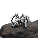 Halloween Punk Titanium Steel Skull Ring Skeleton Bone Men Ring Jewelry