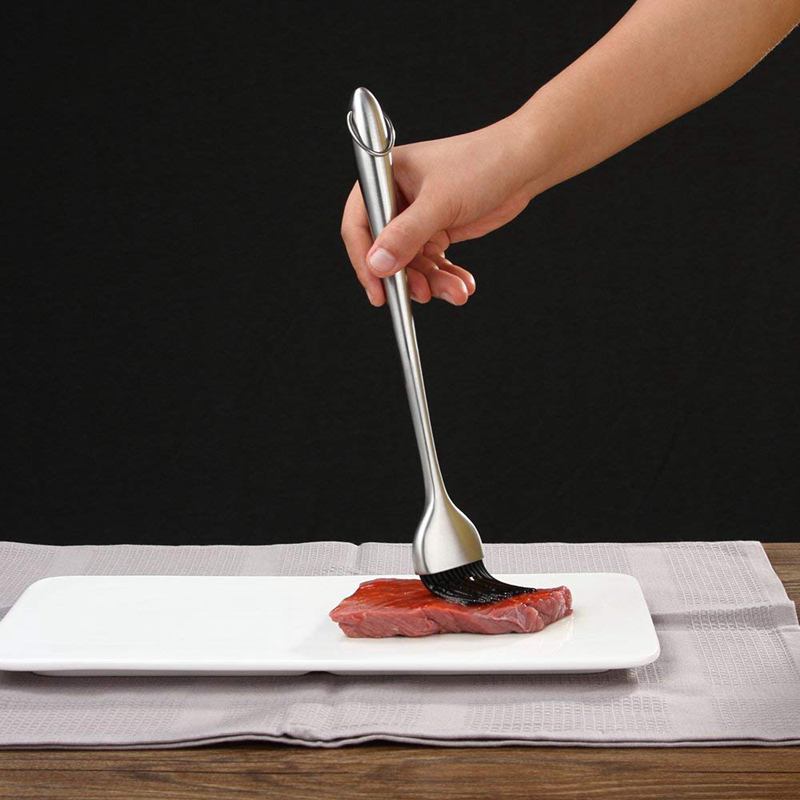 Heavy-Duty BBQ Basting Brush Silicone Bristles with 12 Inch Stainless Steel