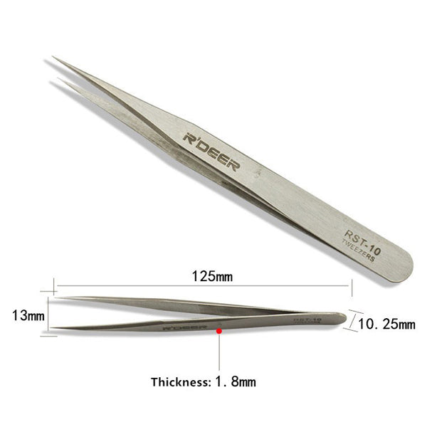 6pcs R'DEER RST10-15 High-Precision Stainless Steel Pointed Tweezers Electronics Tweezers Set