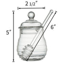 Transparent glass honey jar with lid Honey Jar with Dipper, Clear, 9 Ounces