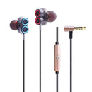 KDK-503 Universal Wired Earphone Dual Dynamic Drivers Stereo Super Bass Headset with Mic