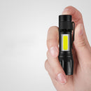 SHNEYU 7099 LED+COB 3Modes Zoomable USB Rechargeable Mini LED Tactical Flashlight Outdoor Waterproof Multifunctional Flashlight