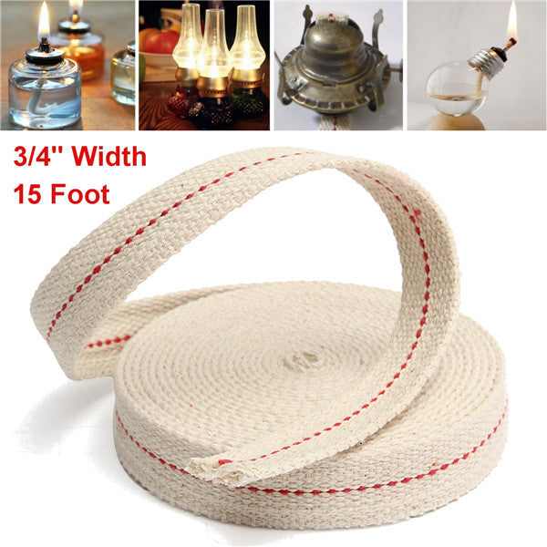 3/4 Inch Flat Cotton Wick 15 Foot Length Wick For Oil Lamps and Lanterns 4.5M